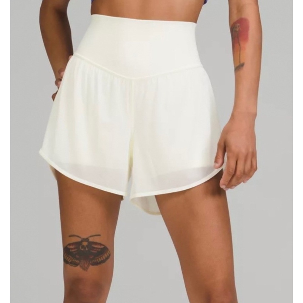 Lululemon Nulu and Mesh High-Rise Yoga Short Bone W7CHTS Womens 14